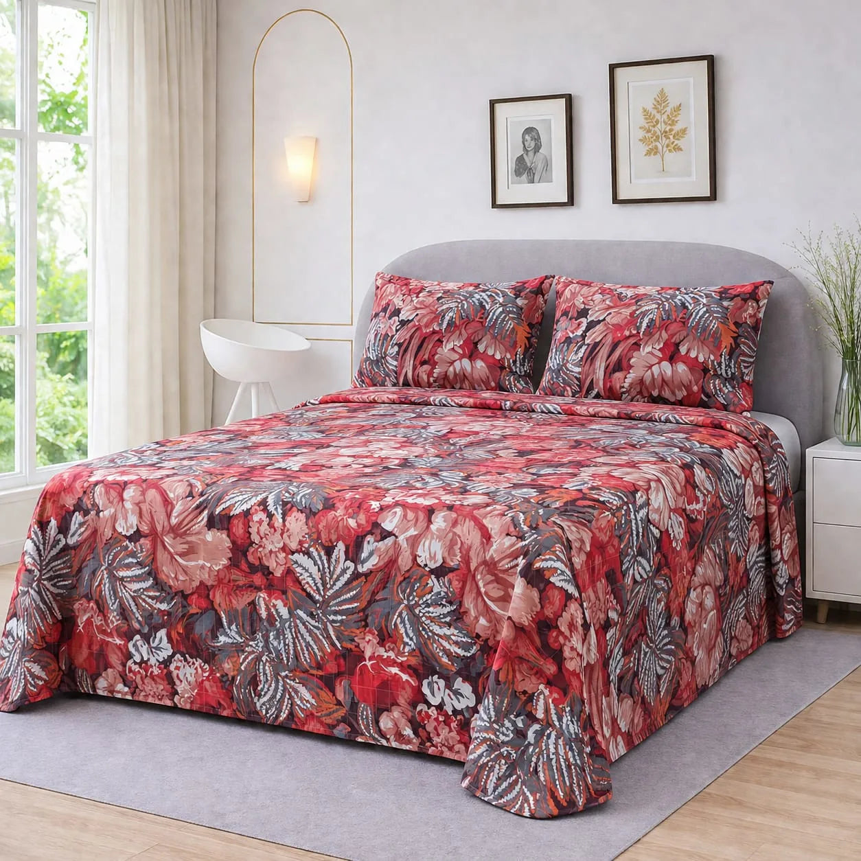 Premium Micro Rich Cotton Double Bed Bedsheet Set – 93x96 | Soft & Elegant Design