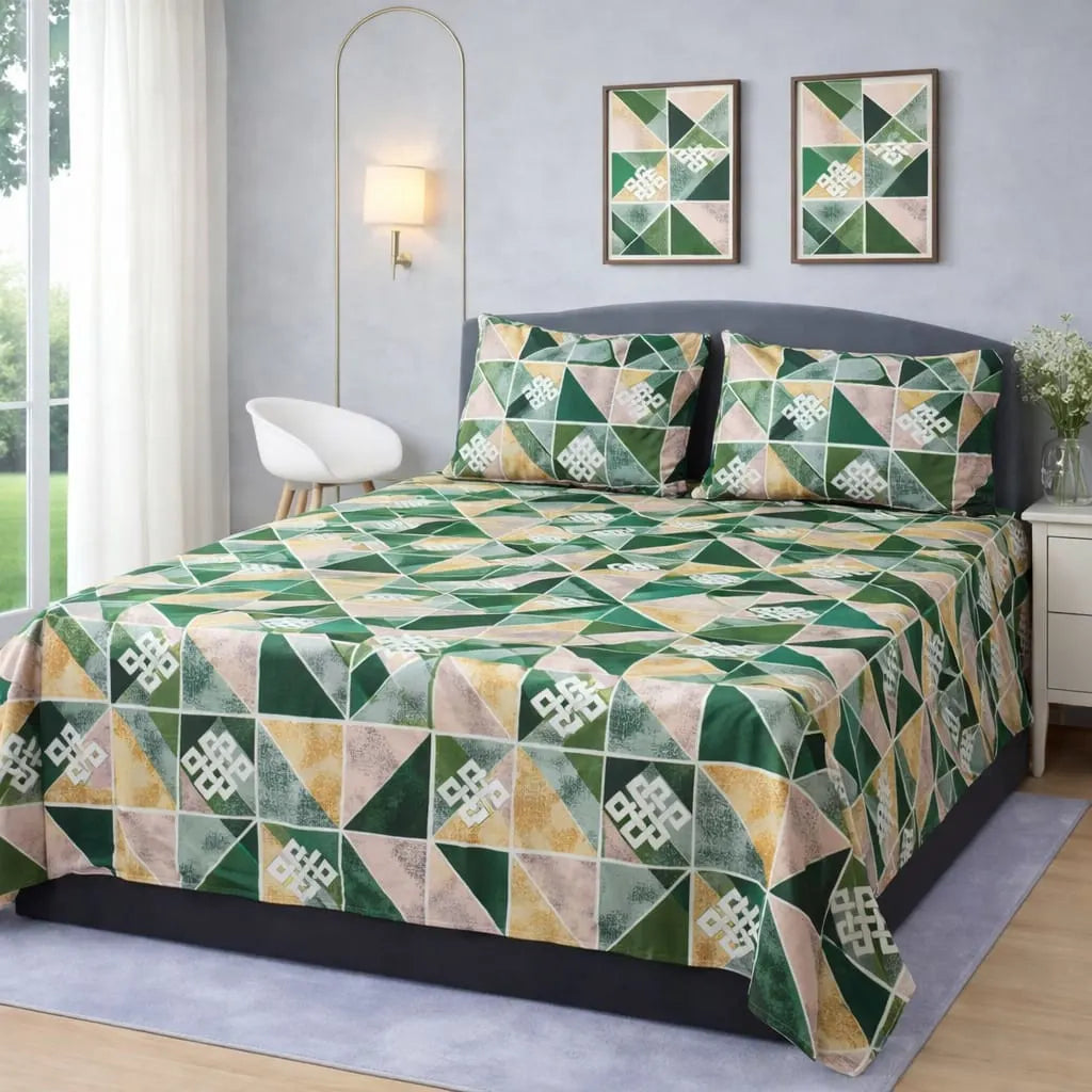 Premium Micro Rich Cotton Double Bed Bedsheet Set – 93x96 | Soft & Elegant Design