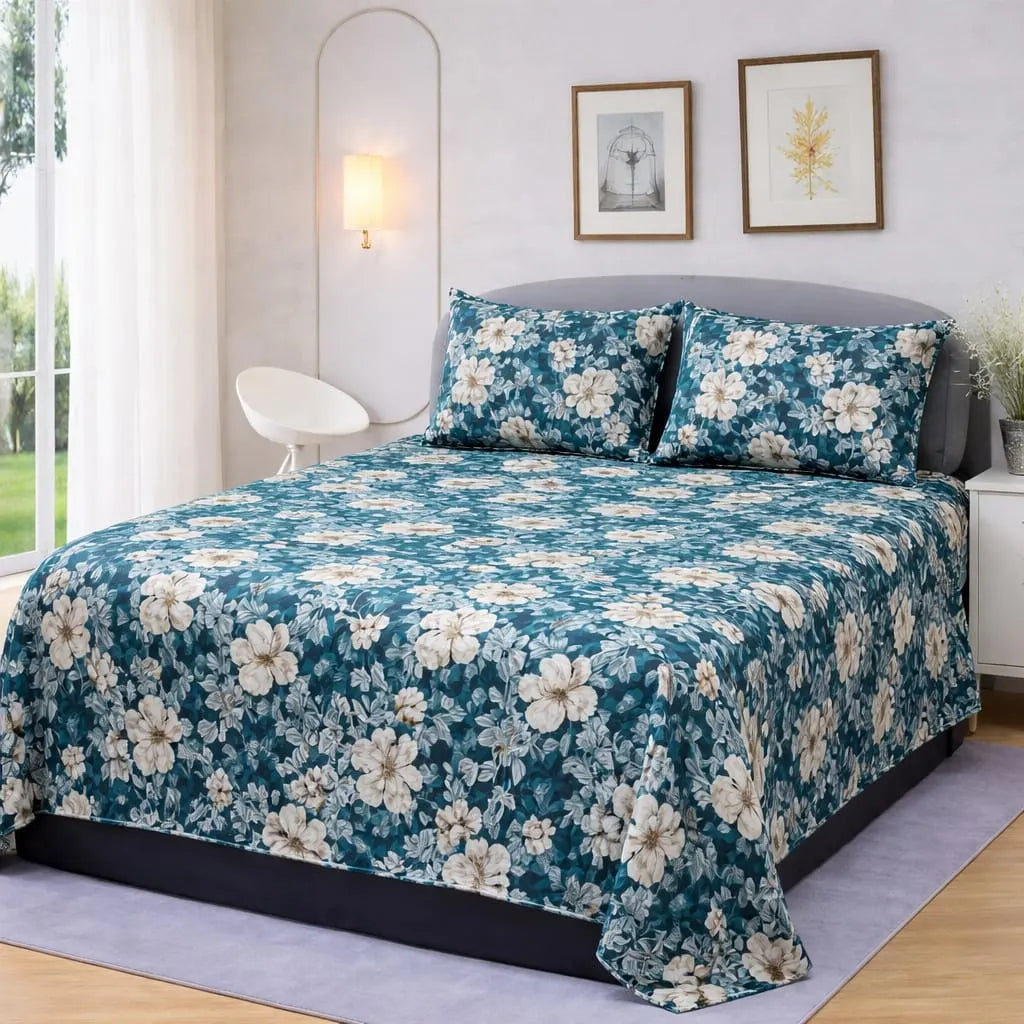 Premium Micro Rich Cotton Double Bed Bedsheet Set – 93x96 | Soft & Elegant Design