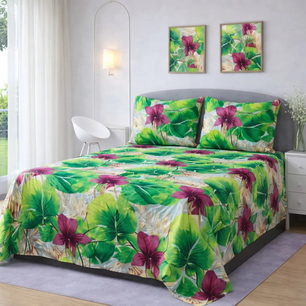 Premium Micro Rich Cotton Double Bed Bedsheet Set – 93x96 | Soft & Elegant Design