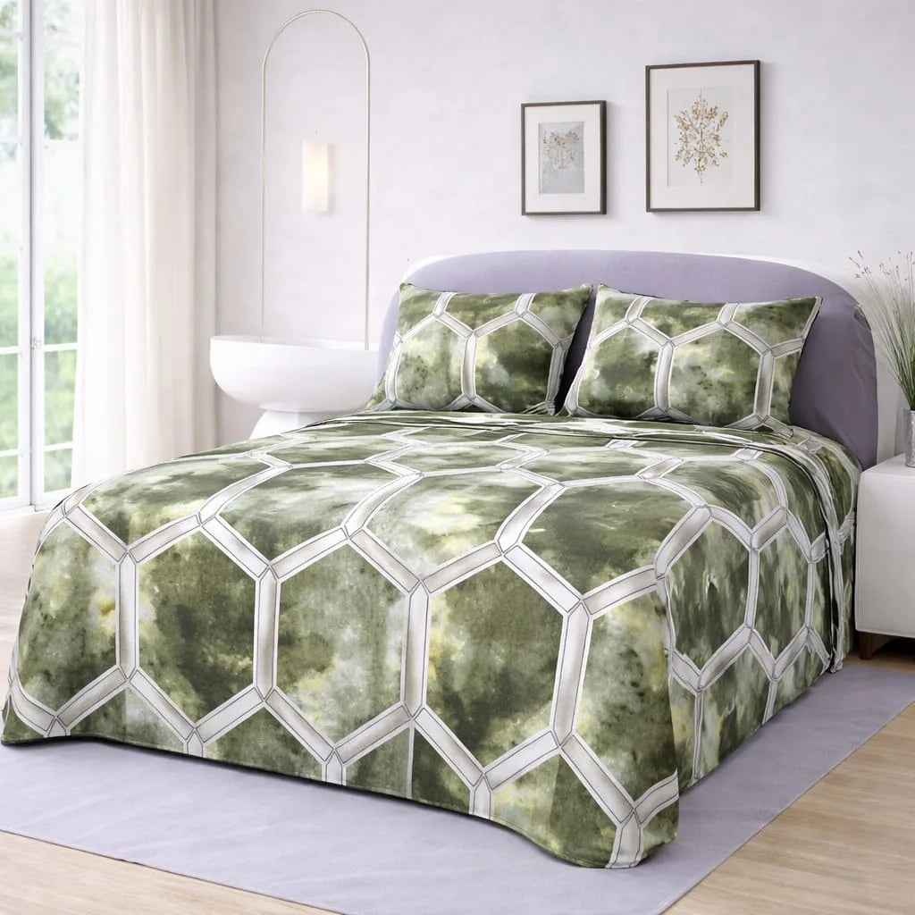 Premium Micro Rich Cotton Double Bed Bedsheet Set – 93x96 | Soft & Elegant Design