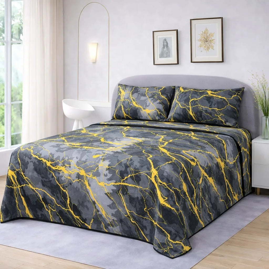 Premium Micro Rich Cotton Double Bed Bedsheet Set – 93x96 | Soft & Elegant Design