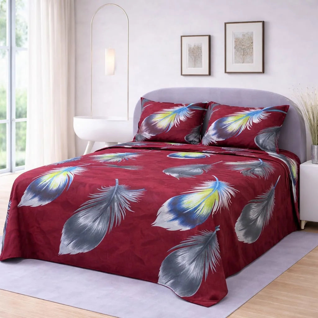 Premium Micro Rich Cotton Double Bed Bedsheet Set – 93x96 | Soft & Elegant Design