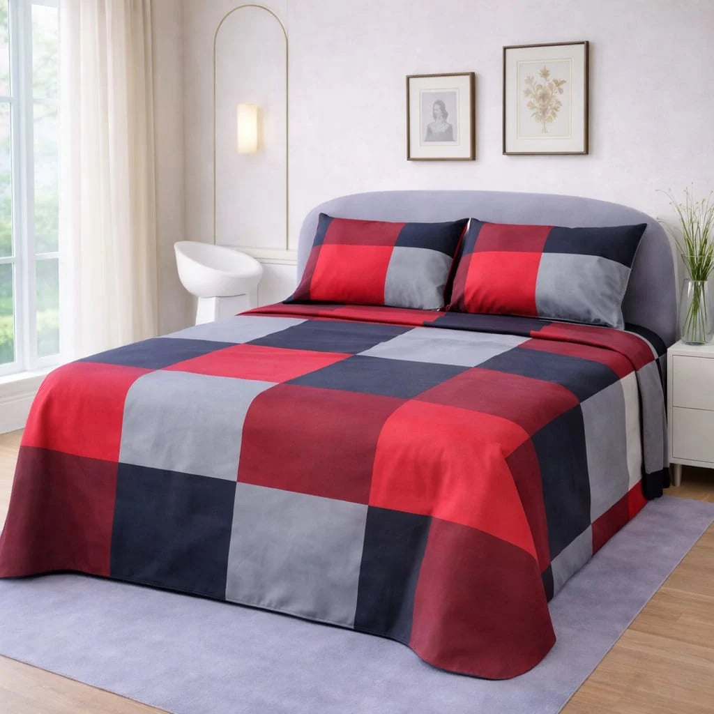 Premium Micro Rich Cotton Double Bed Bedsheet Set – 93x96 | Soft & Elegant Design