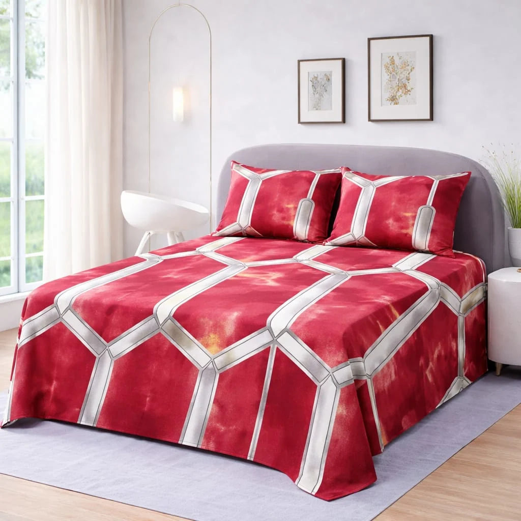 Premium Micro Rich Cotton Double Bed Bedsheet Set – 93x96 | Soft & Elegant Design