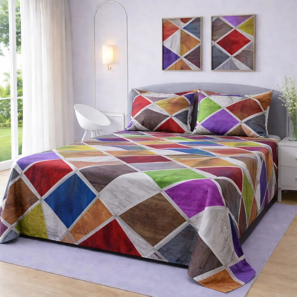 Premium Micro Rich Cotton Double Bed Bedsheet Set – 93x96 | Soft & Elegant Design