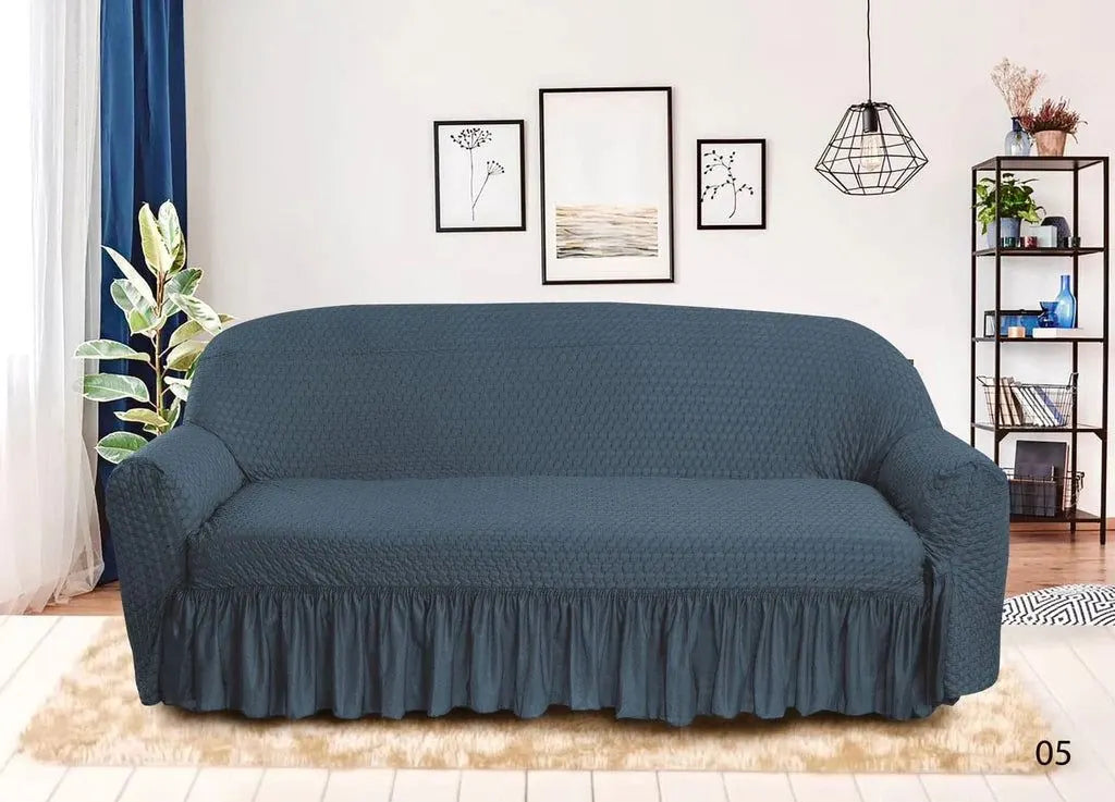 Frill Style Butterfly Stuff Sofa Cover (Turkish Blue Color)