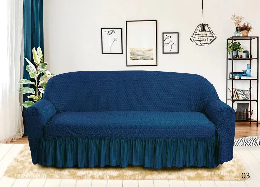 Frill Style Butterfly Stuff Sofa Cover (Navy Blue Color)
