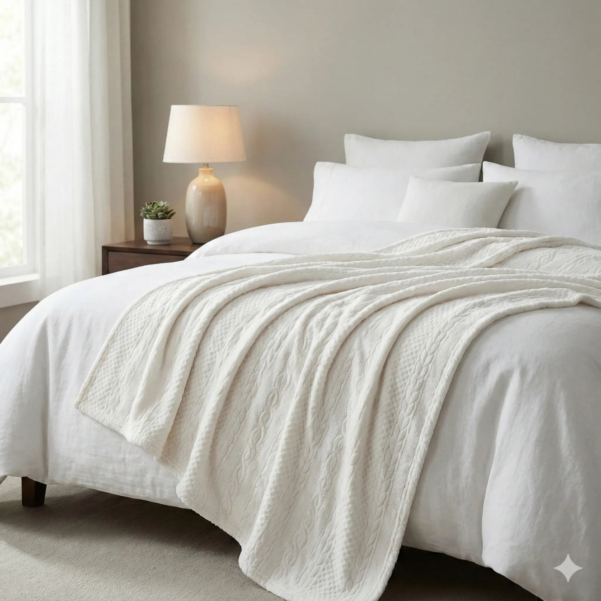 Premium White Dyed Embossed AC Fleece Blanket