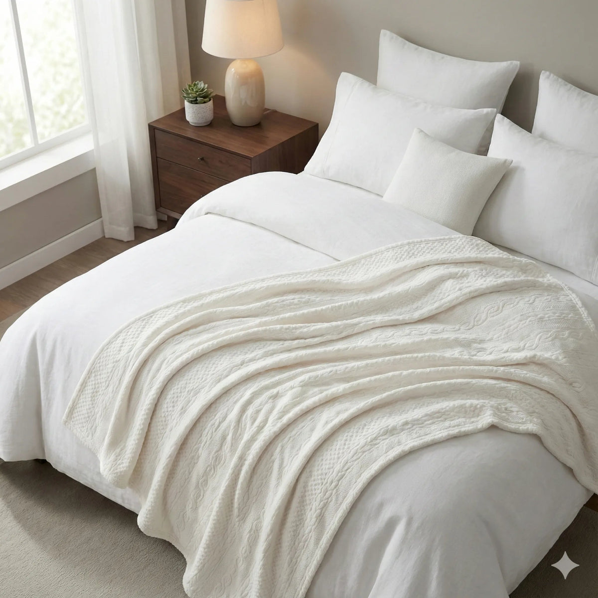 Premium White Dyed Embossed AC Fleece Blanket
