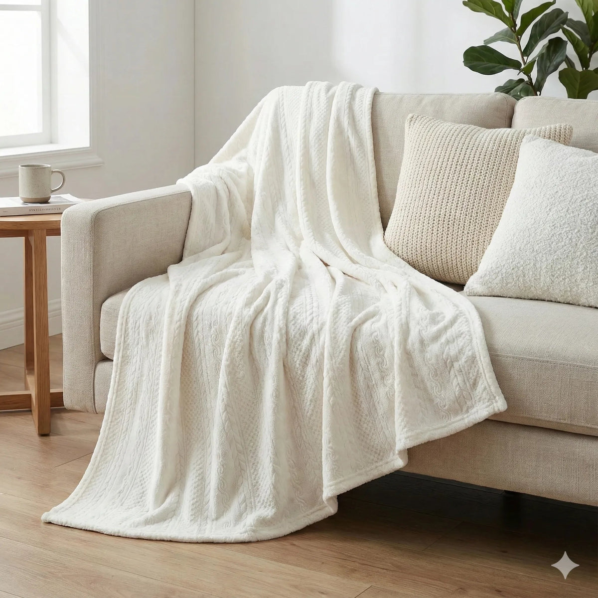 Premium White Dyed Embossed AC Fleece Blanket