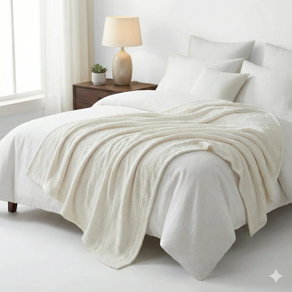 Premium White Dyed Embossed AC Fleece Blanket