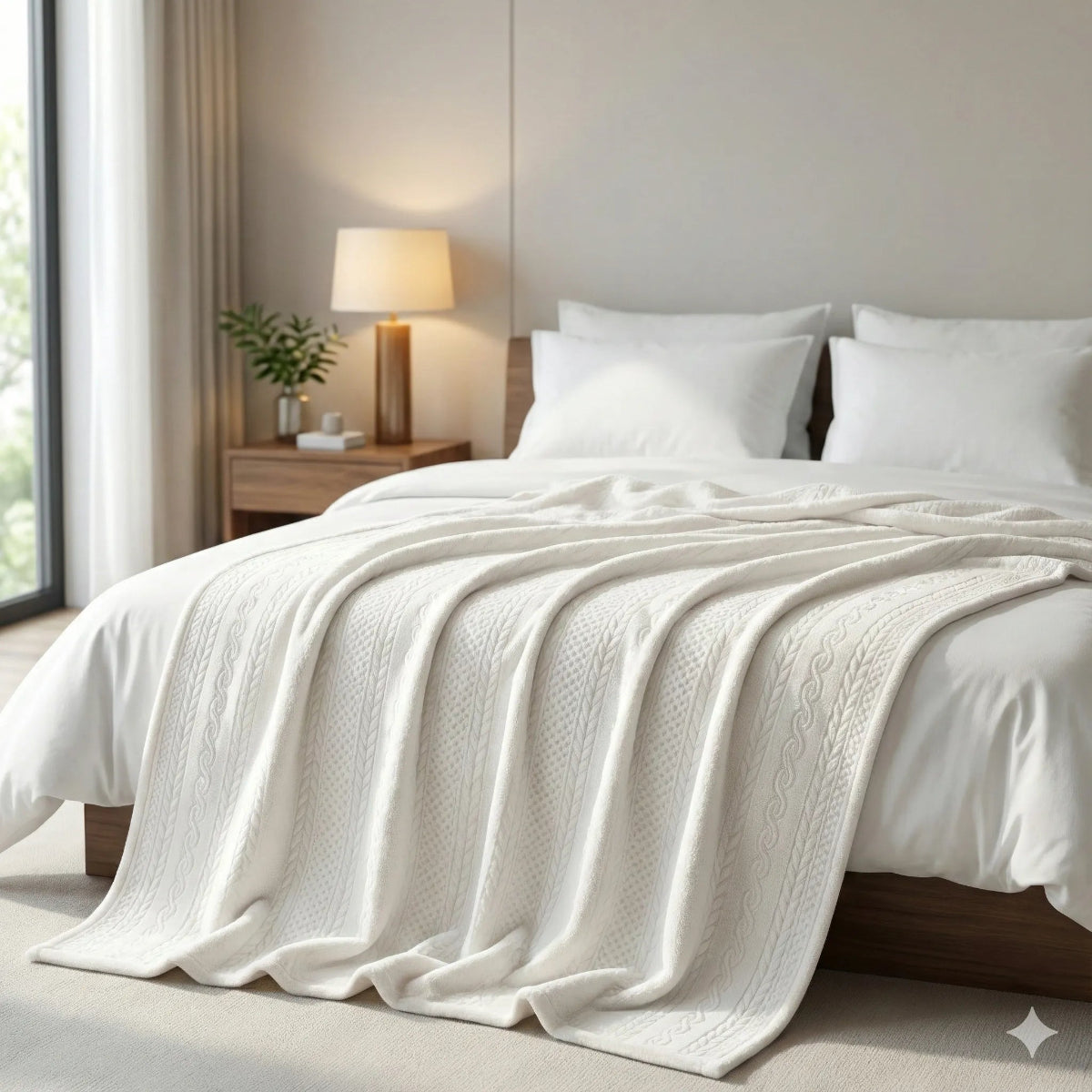 Premium White Dyed Embossed AC Fleece Blanket