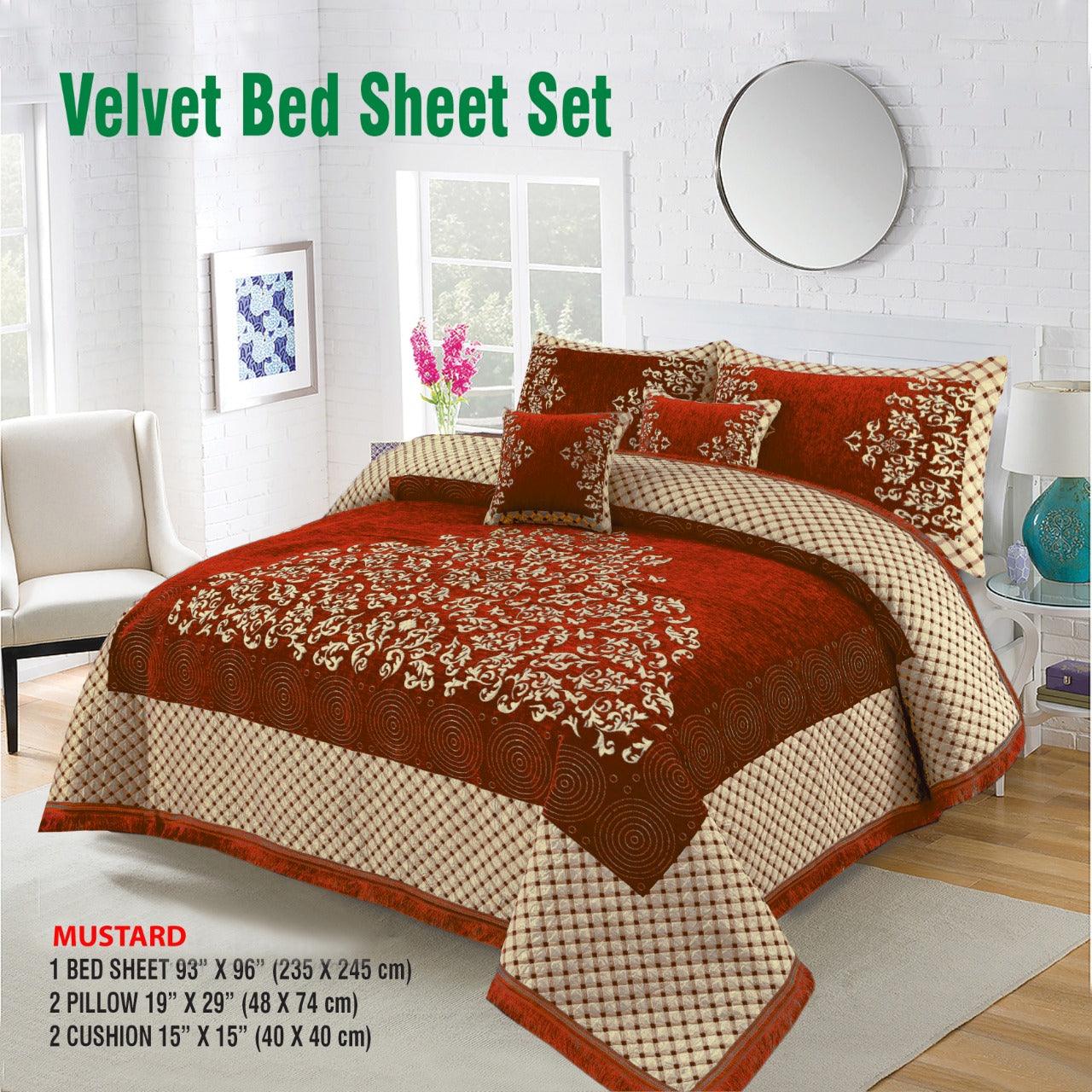 Velvet Jacquard Bed Sheet 5 Pcs set King Size