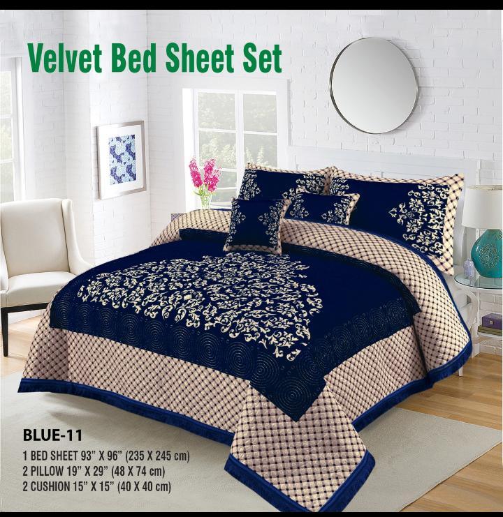Velvet Jacquard Bed Sheet 5 Pcs set King Size