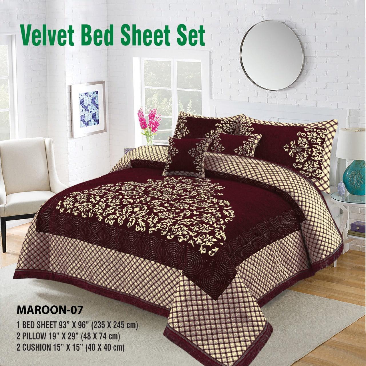 Velvet Jacquard Bed Sheet 5 Pcs set King Size