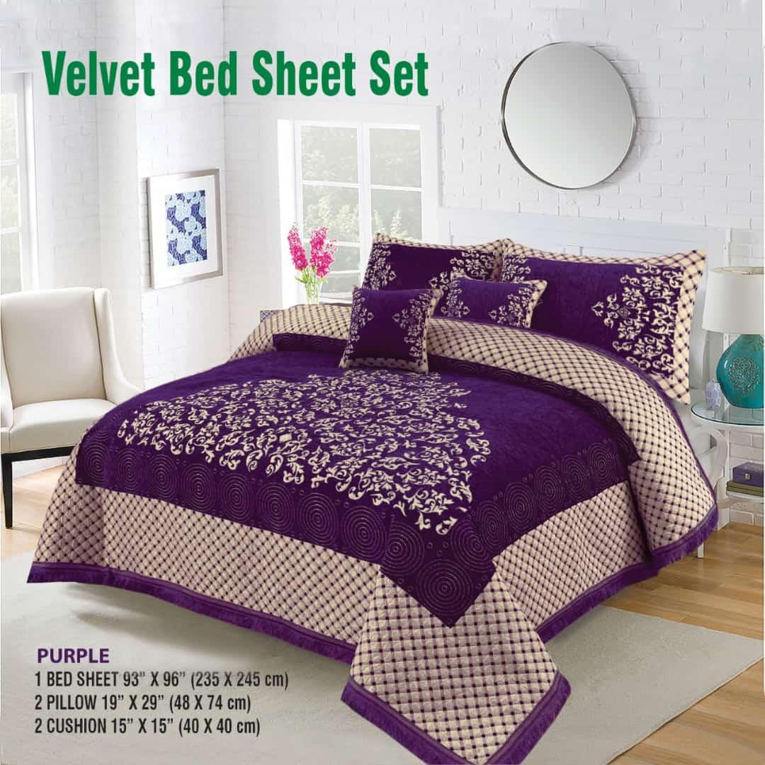 Velvet Jacquard Bed Sheet 5 Pcs set King Size