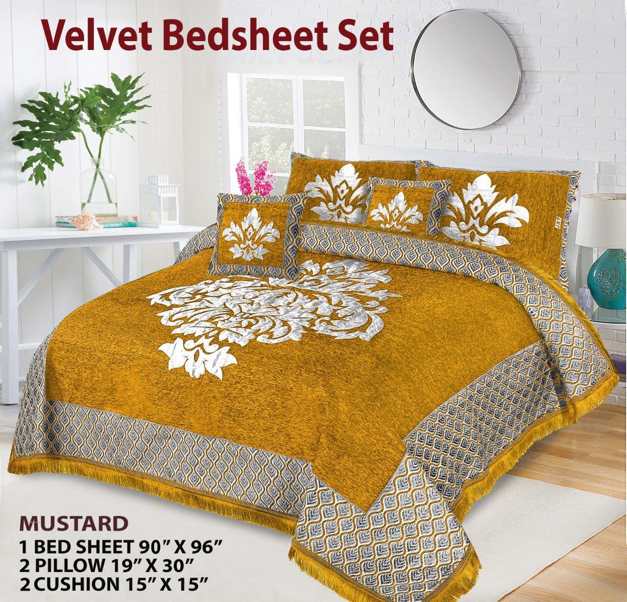 Velvet Jacquard Bed Sheet 5 Pcs set King Size