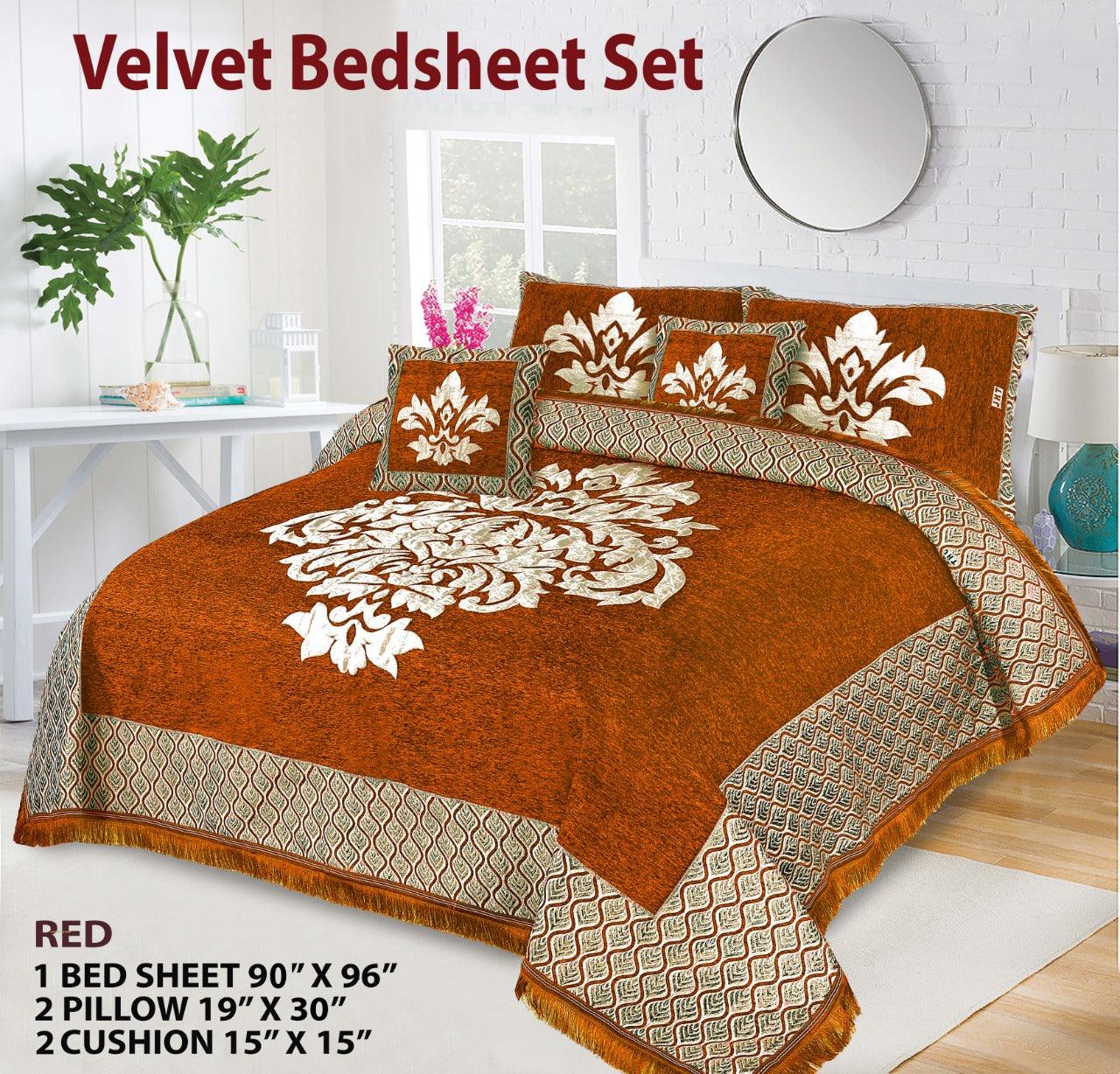 Velvet Jacquard Bed Sheet 5 Pcs set King Size