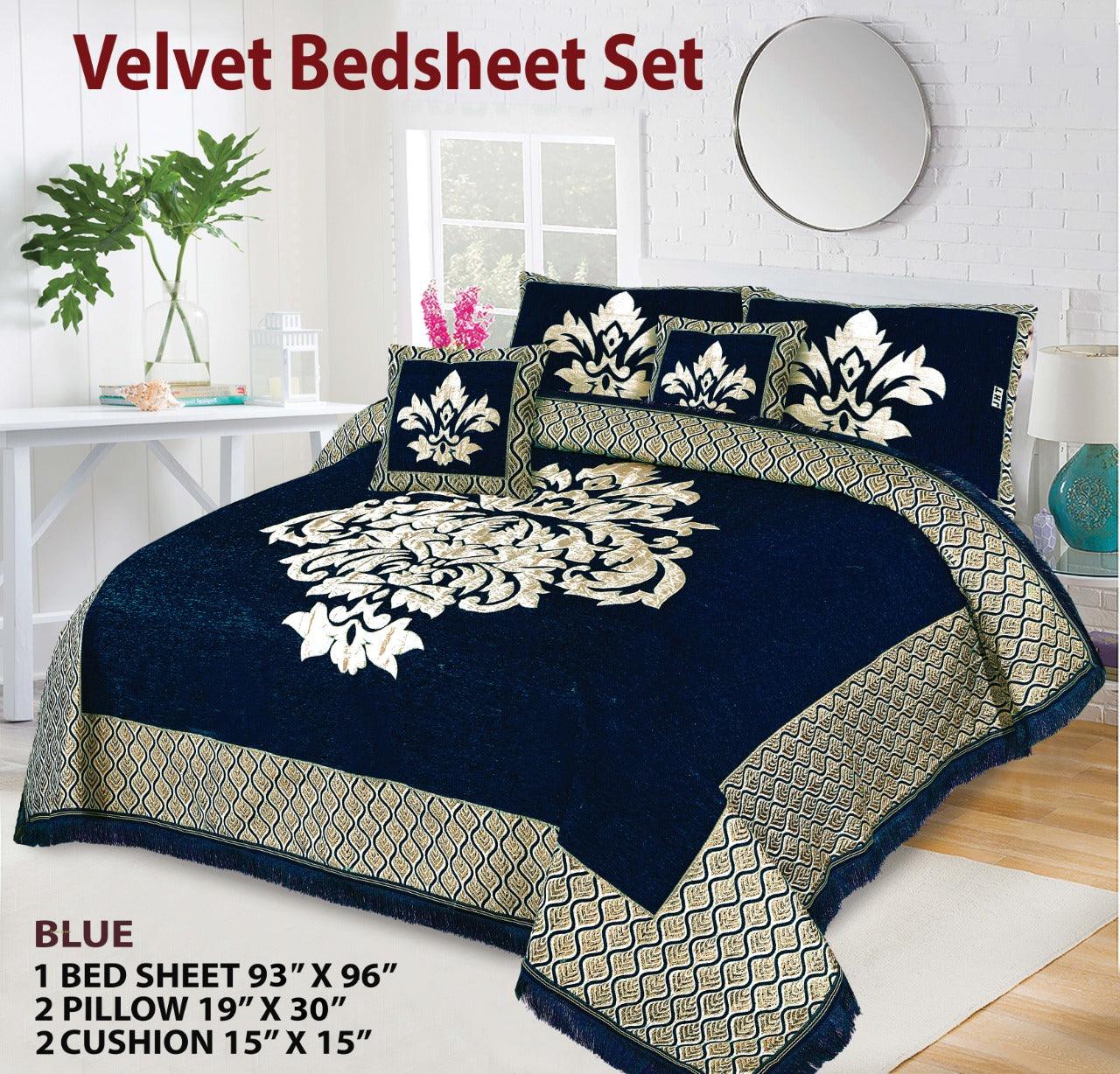 Velvet Jacquard Bed Sheet 5 Pcs set King Size