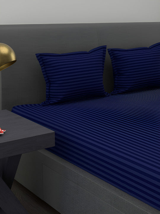 LUXURY 3PC FITTED STRIPE BEDSHEET