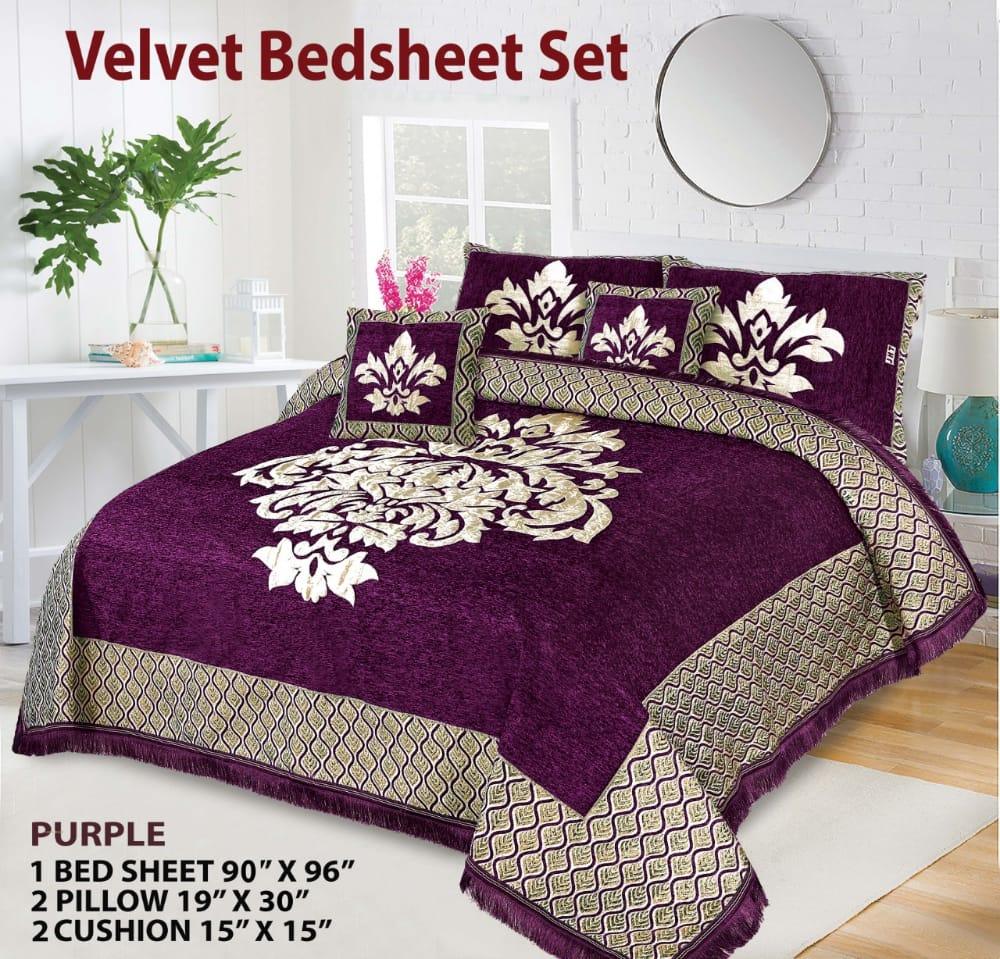 Velvet Jacquard Bed Sheet 5 Pcs set King Size