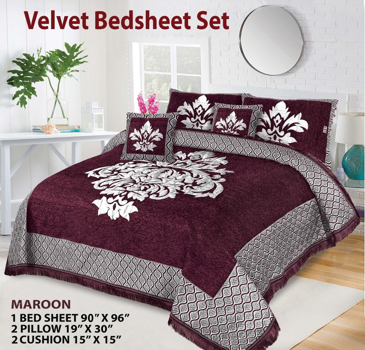 Velvet Jacquard Bed Sheet 5 Pcs set King Size