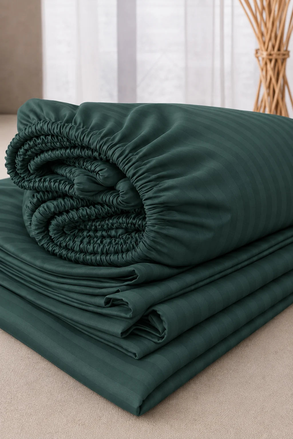 Dark Green Quilt Cover Set (6PCS - King Size)