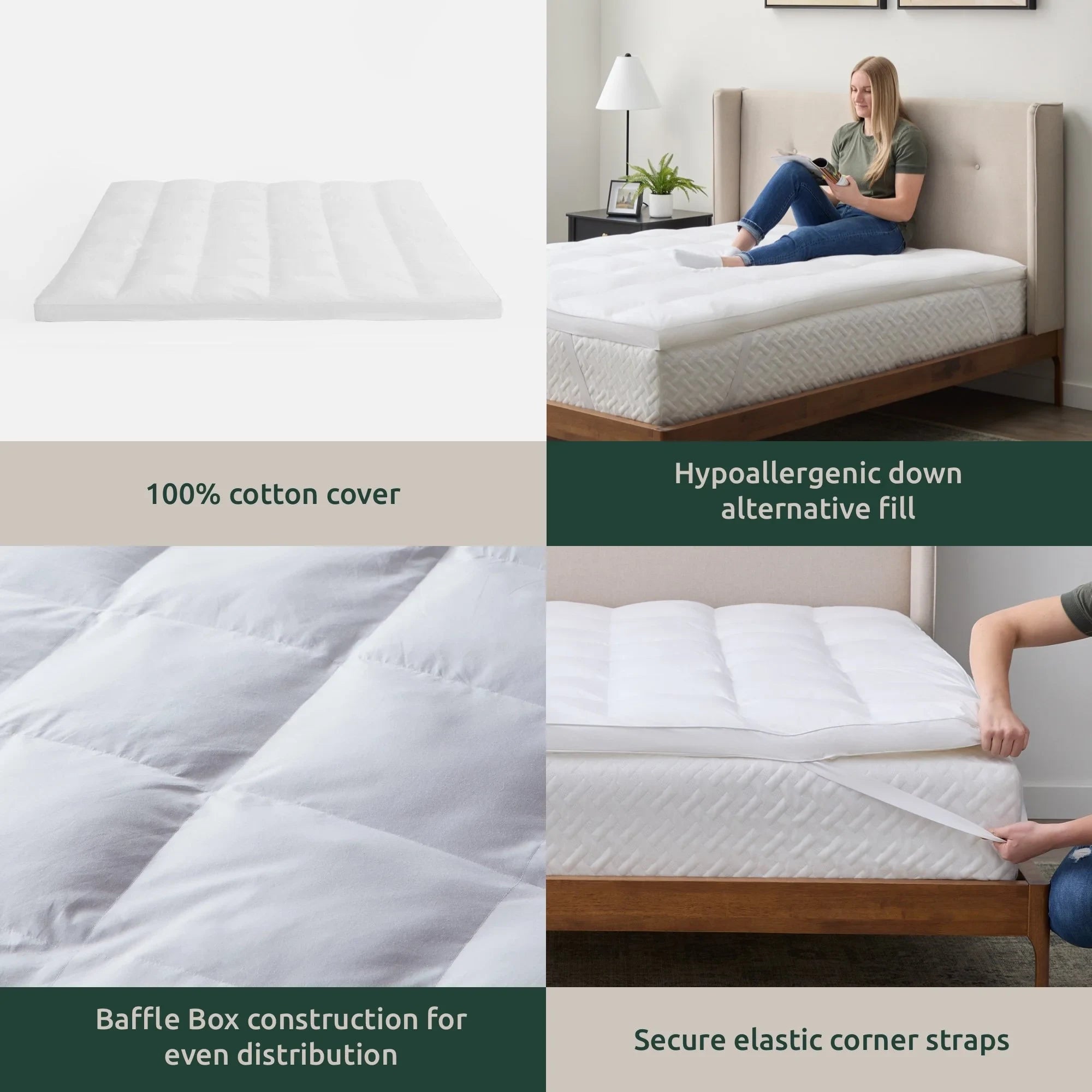 Square Quilted Mattress Topper (King 72 x 78 inches)