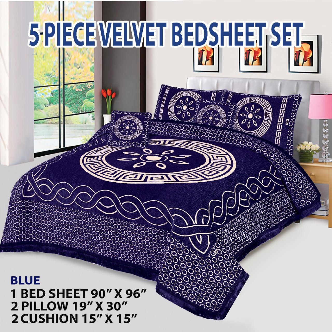 Velvet Jacquard Bed Sheet 5 Pcs set King Size