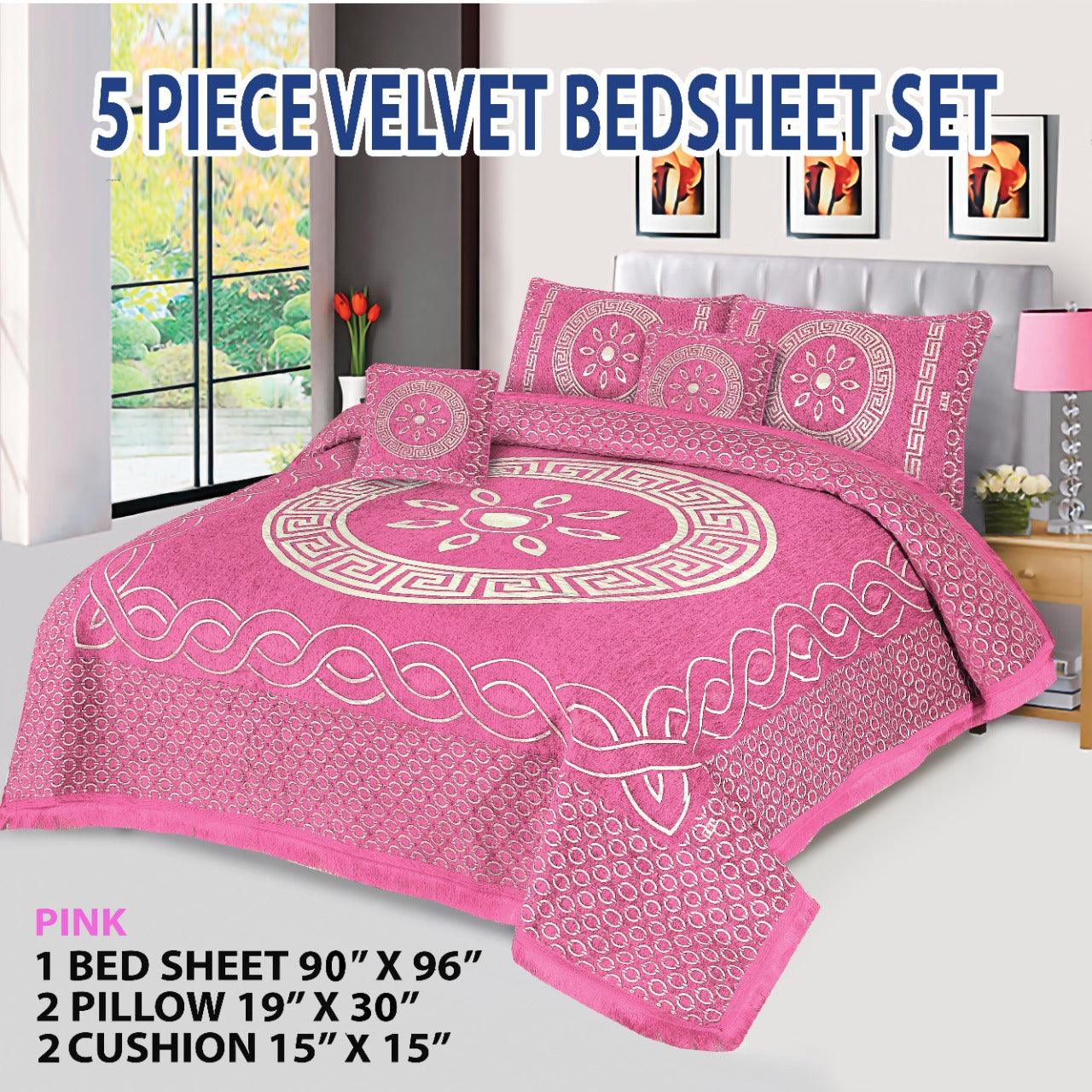 Velvet Jacquard Bed Sheet 5 Pcs set King Size