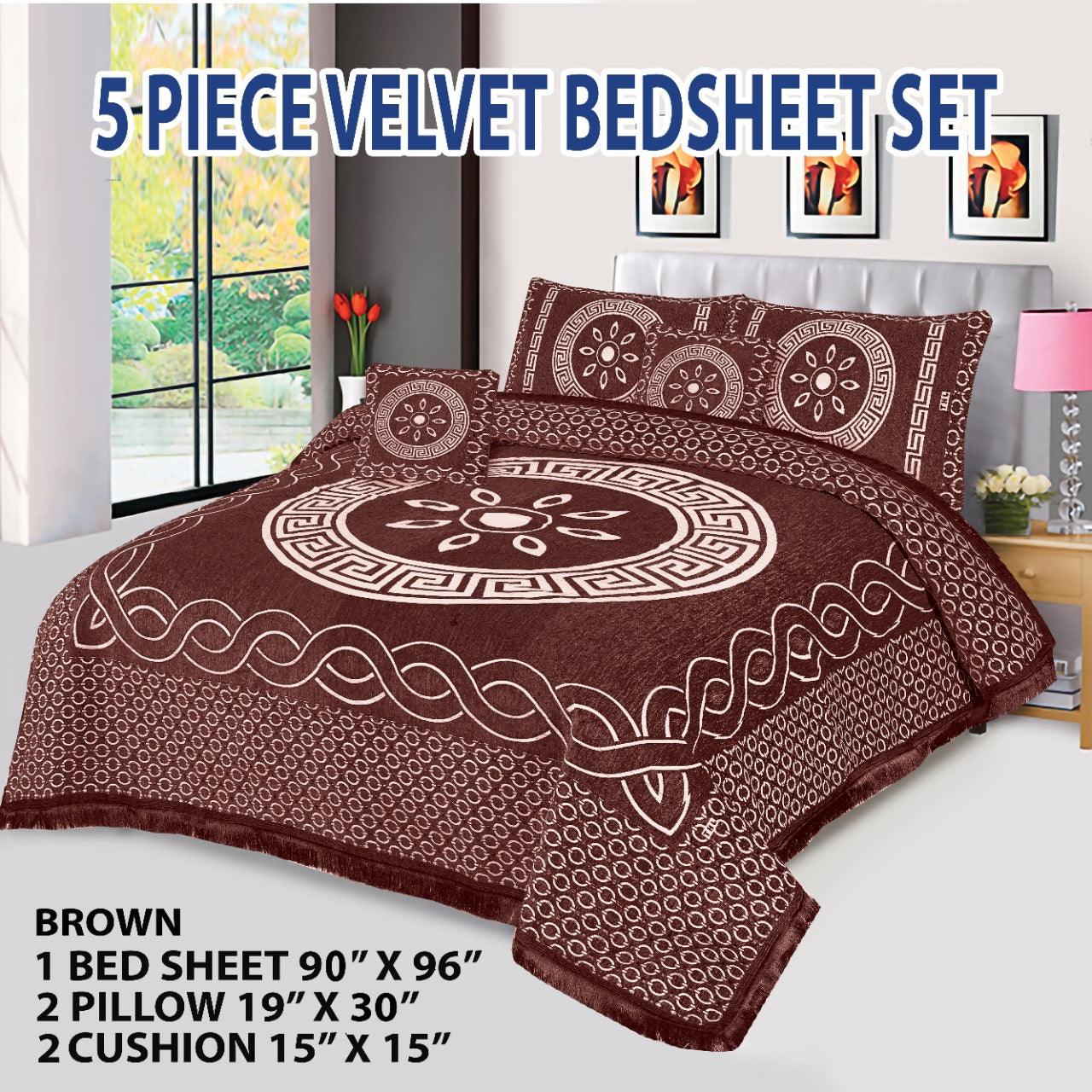 Velvet Jacquard Bed Sheet 5 Pcs set King Size