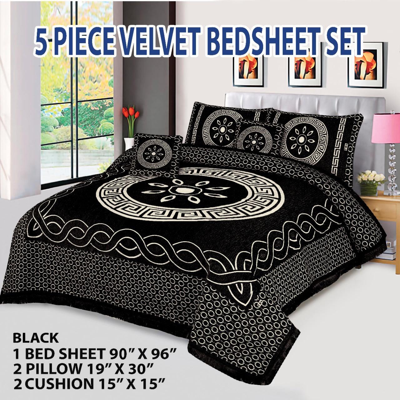 Velvet Jacquard Bed Sheet 5 Pcs set King Size