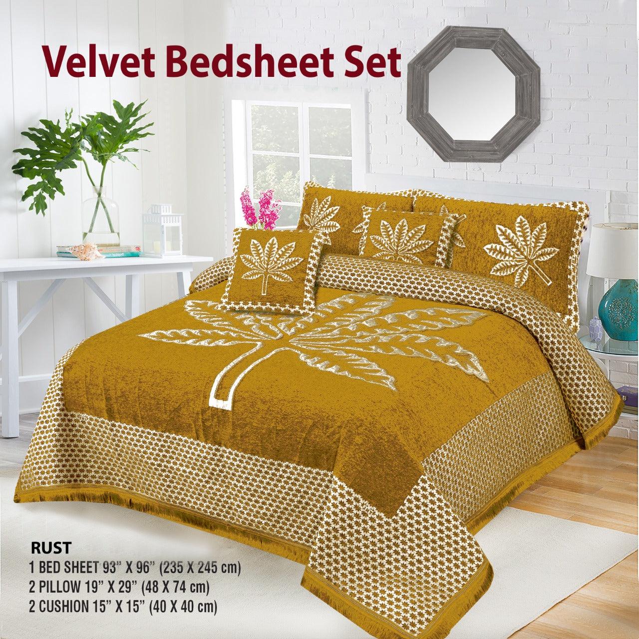 Velvet Jacquard Bed Sheet 5 Pcs set King Size