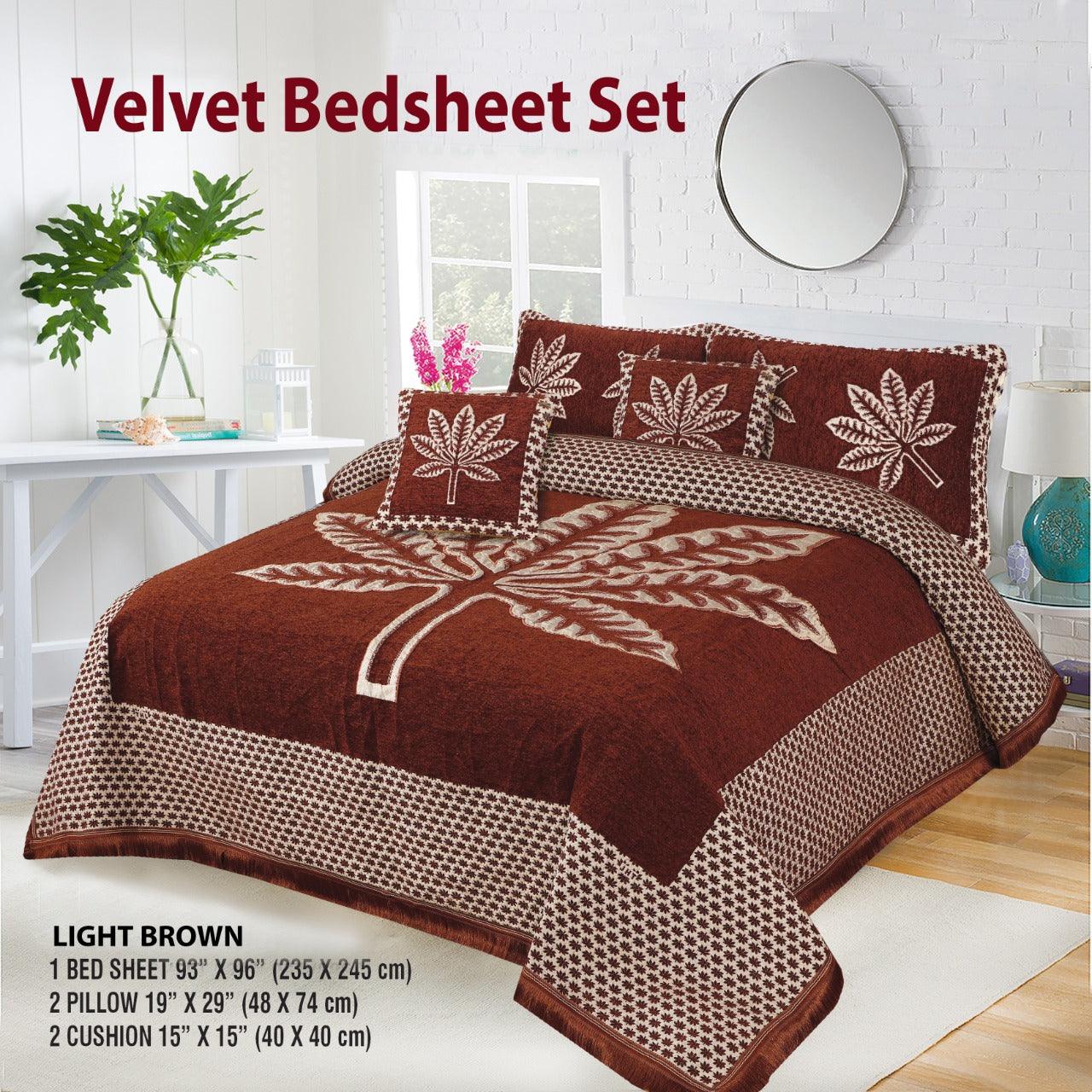 Velvet Jacquard Bed Sheet 5 Pcs set King Size