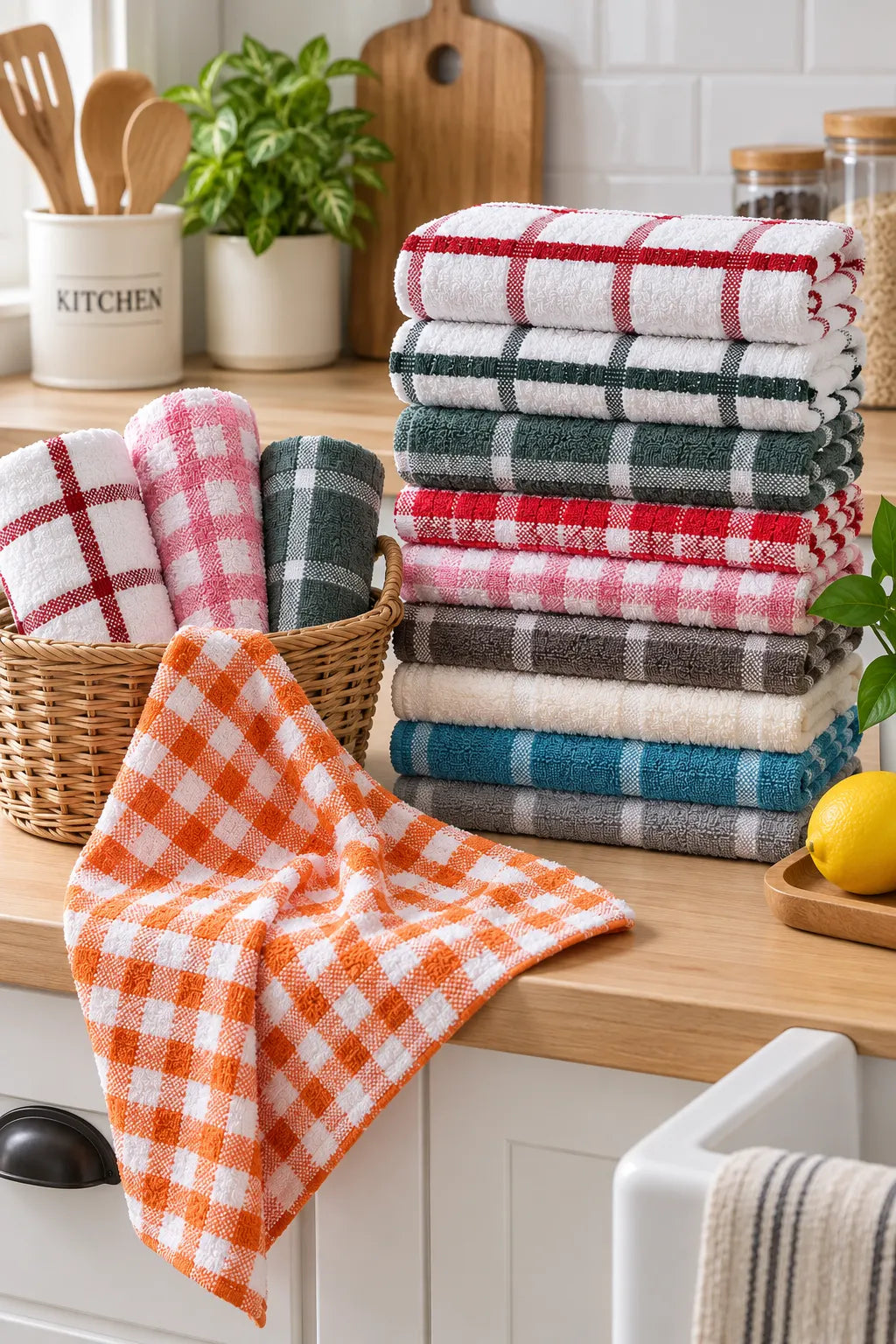 Premium Cotton Kitchen Towels – Striped Design | 16 × 27 Inches | Pack of 4 & 6