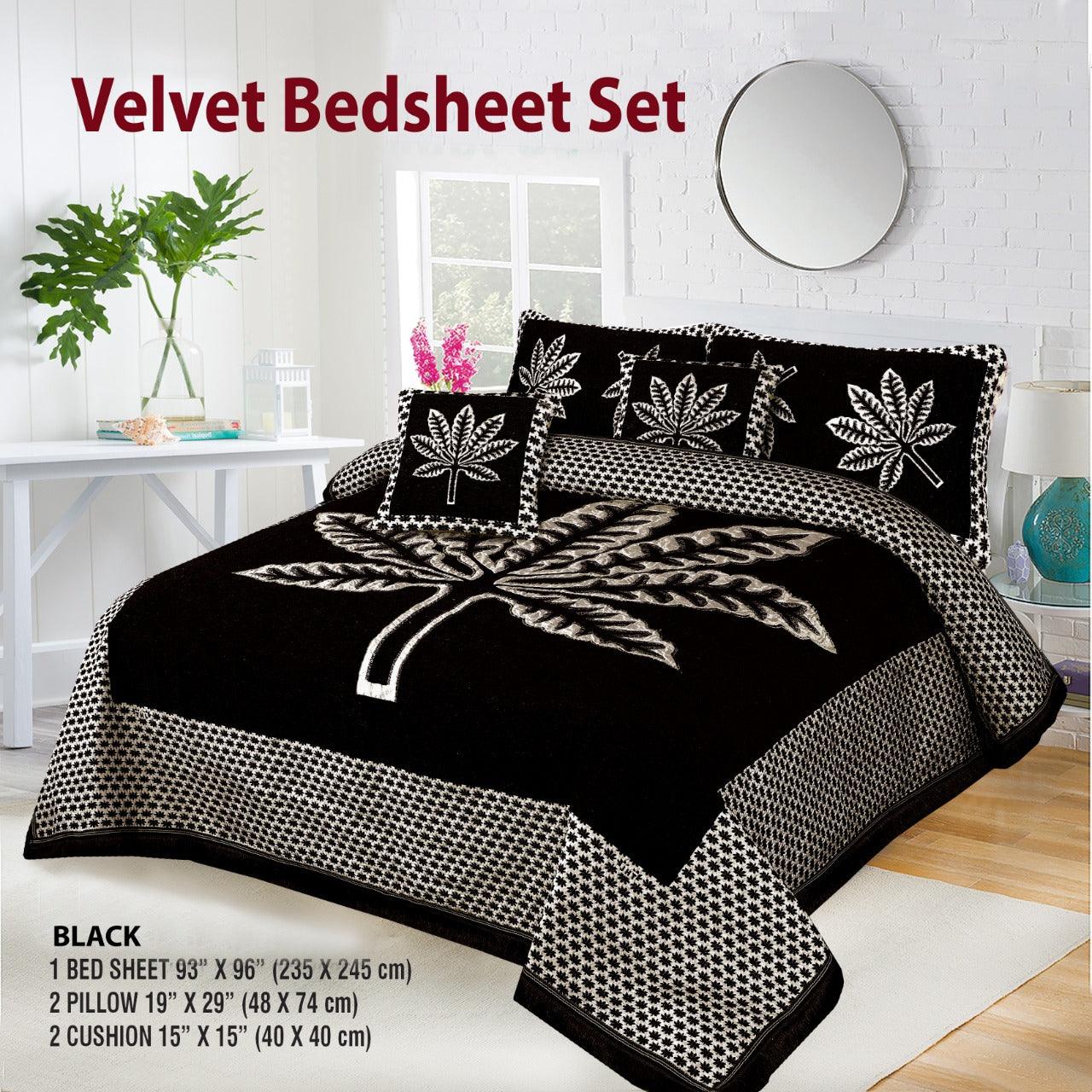 Velvet Jacquard Bed Sheet 5 Pcs set King Size