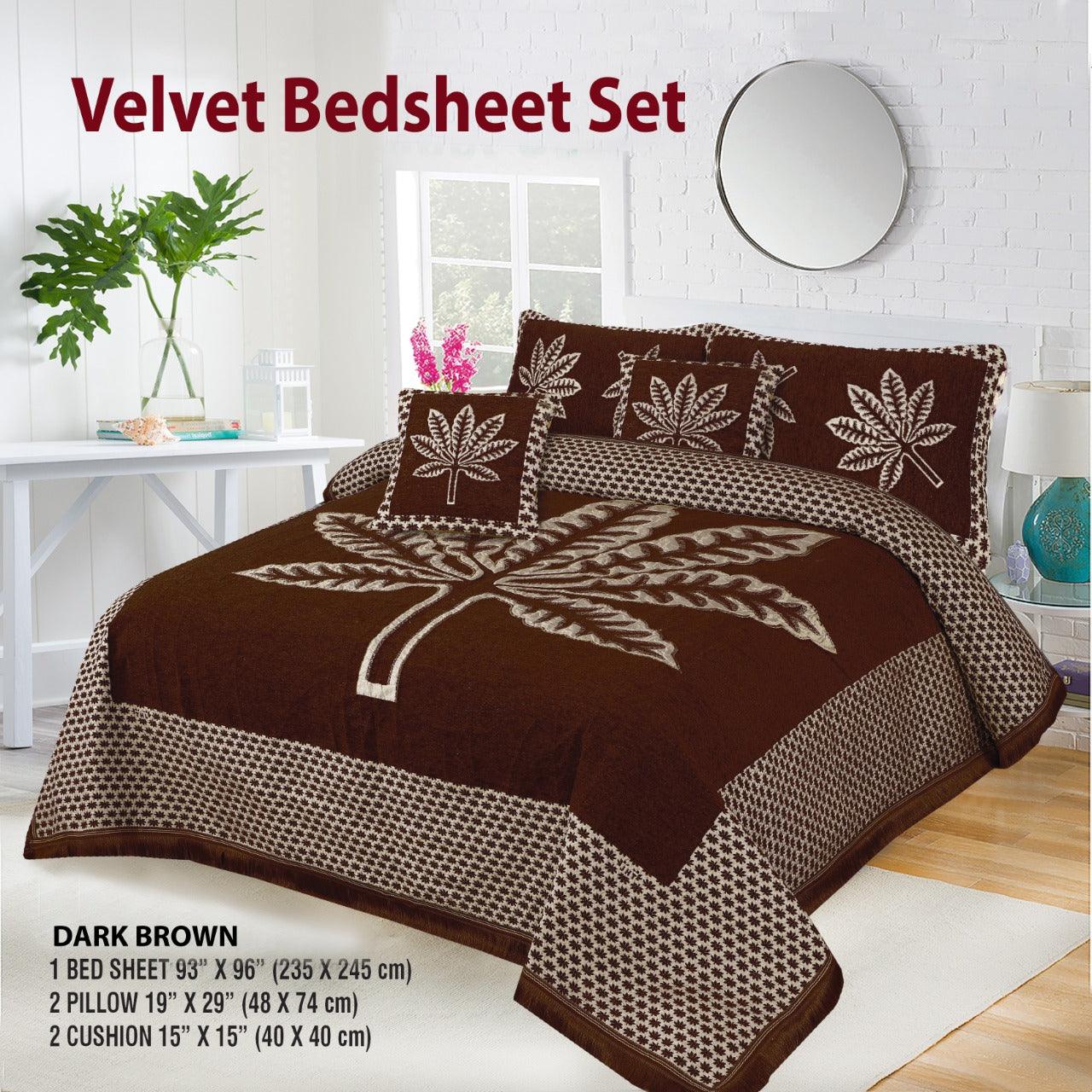 Velvet Jacquard Bed Sheet 5 Pcs set King Size