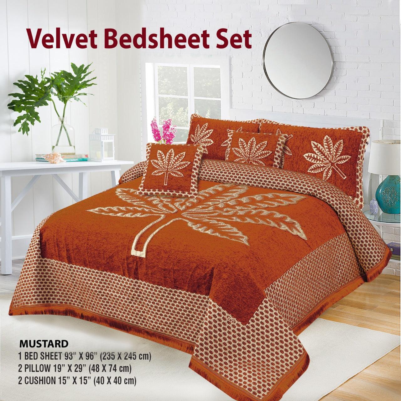 Velvet Jacquard Bed Sheet 5 Pcs set King Size