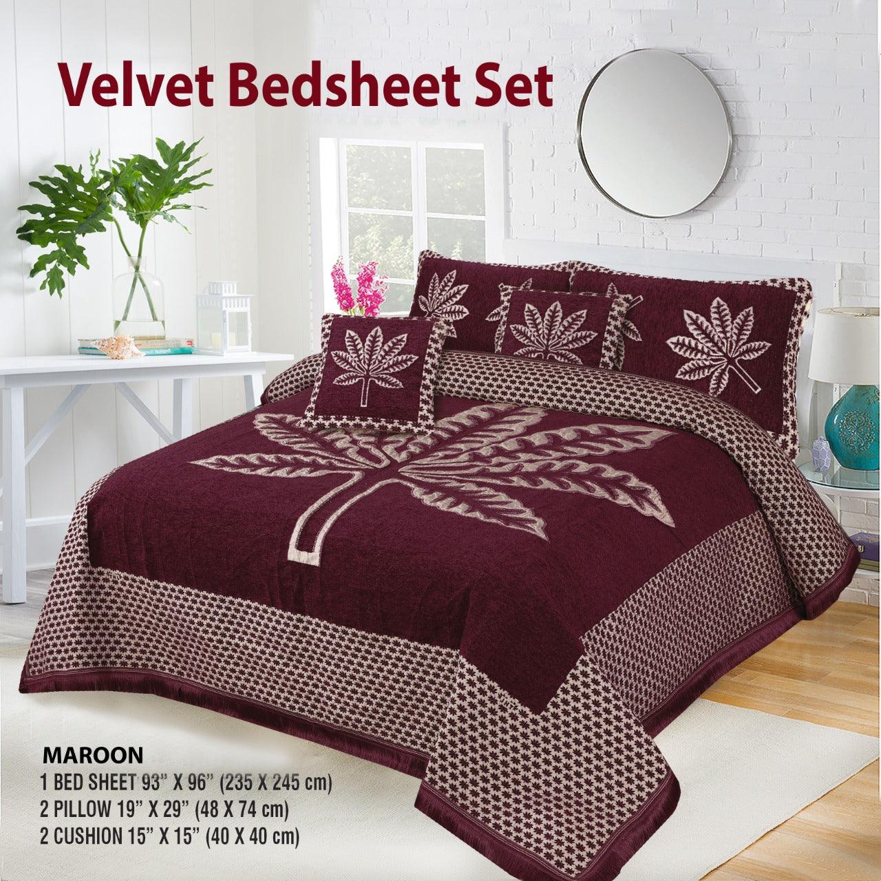 Velvet Jacquard Bed Sheet 5 Pcs set King Size