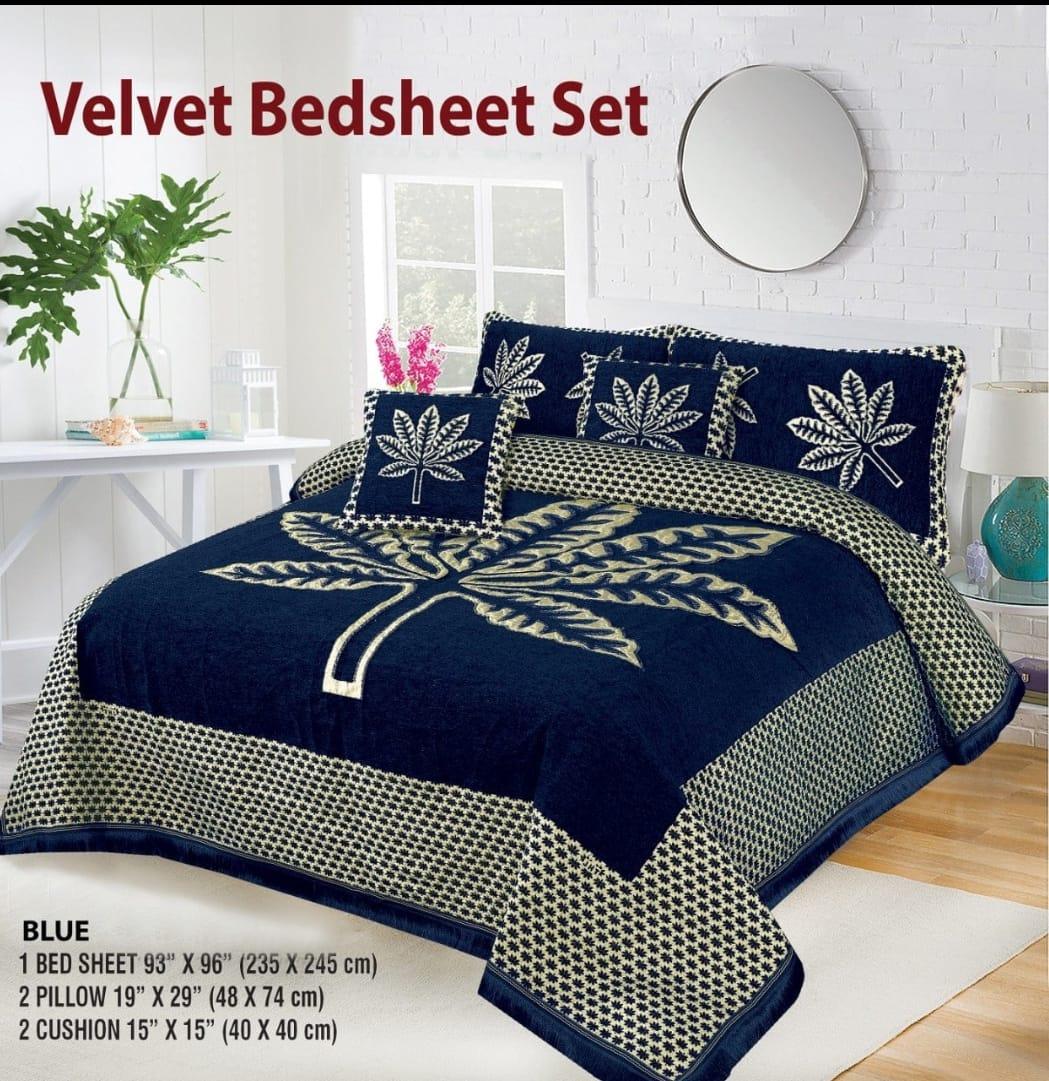 Velvet Jacquard Bed Sheet 5 Pcs set King Size