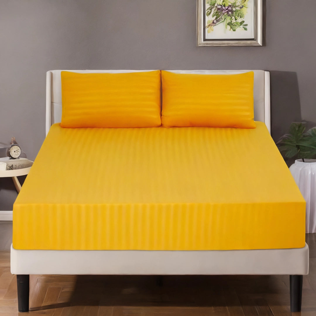 LUXURY 3PC FITTED STRIPE BEDSHEET