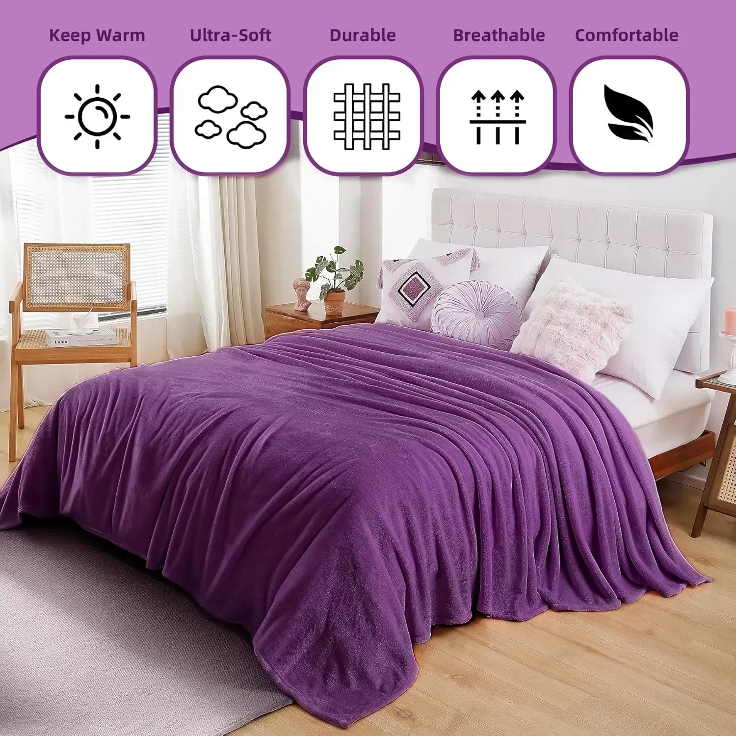 Purple AC Dyed Funnel Blanket in Coral Fleece