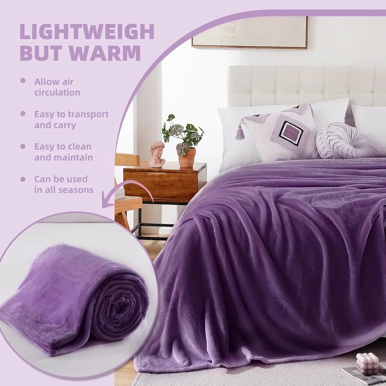 Purple AC Dyed Funnel Blanket in Coral Fleece