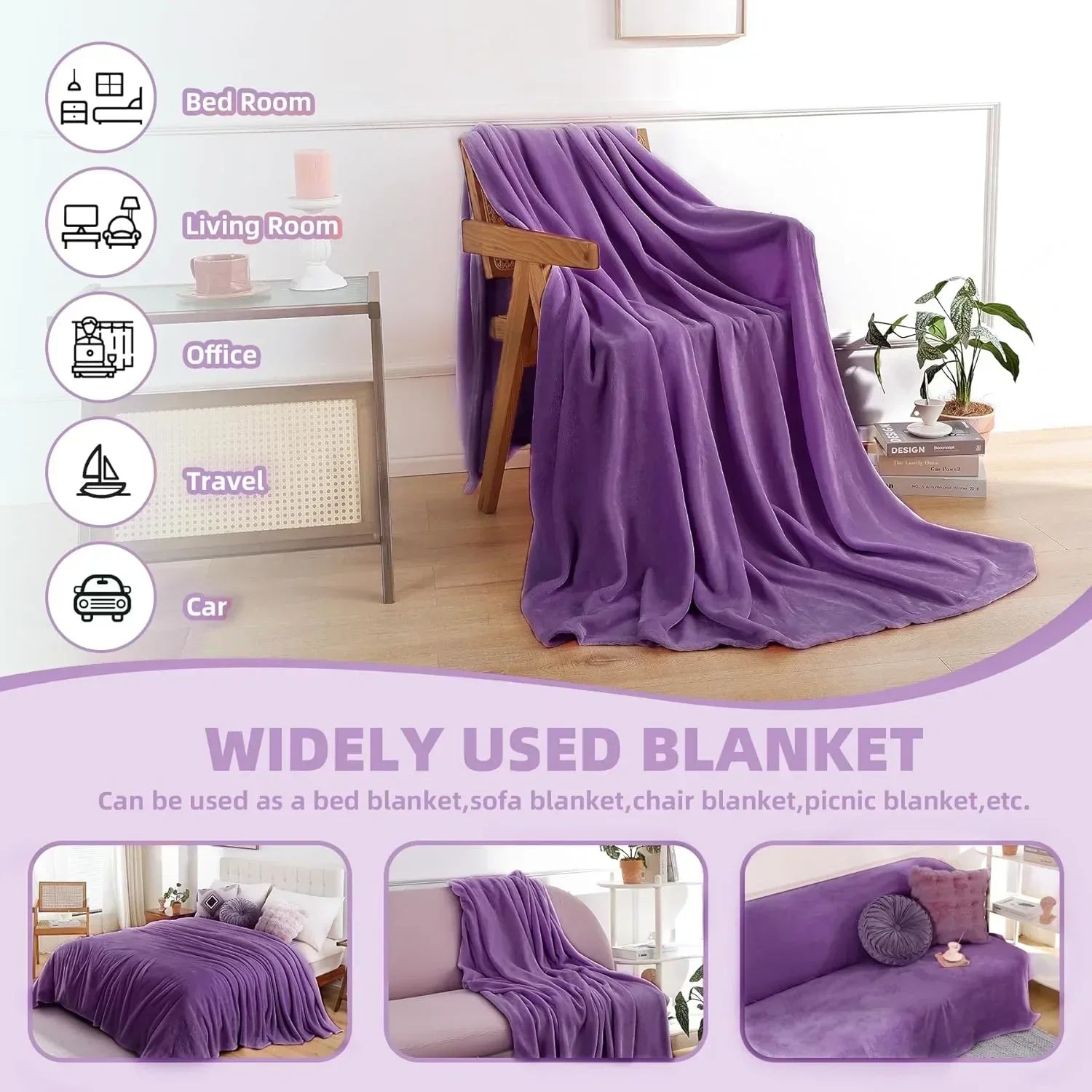 Purple AC Dyed Funnel Blanket in Coral Fleece