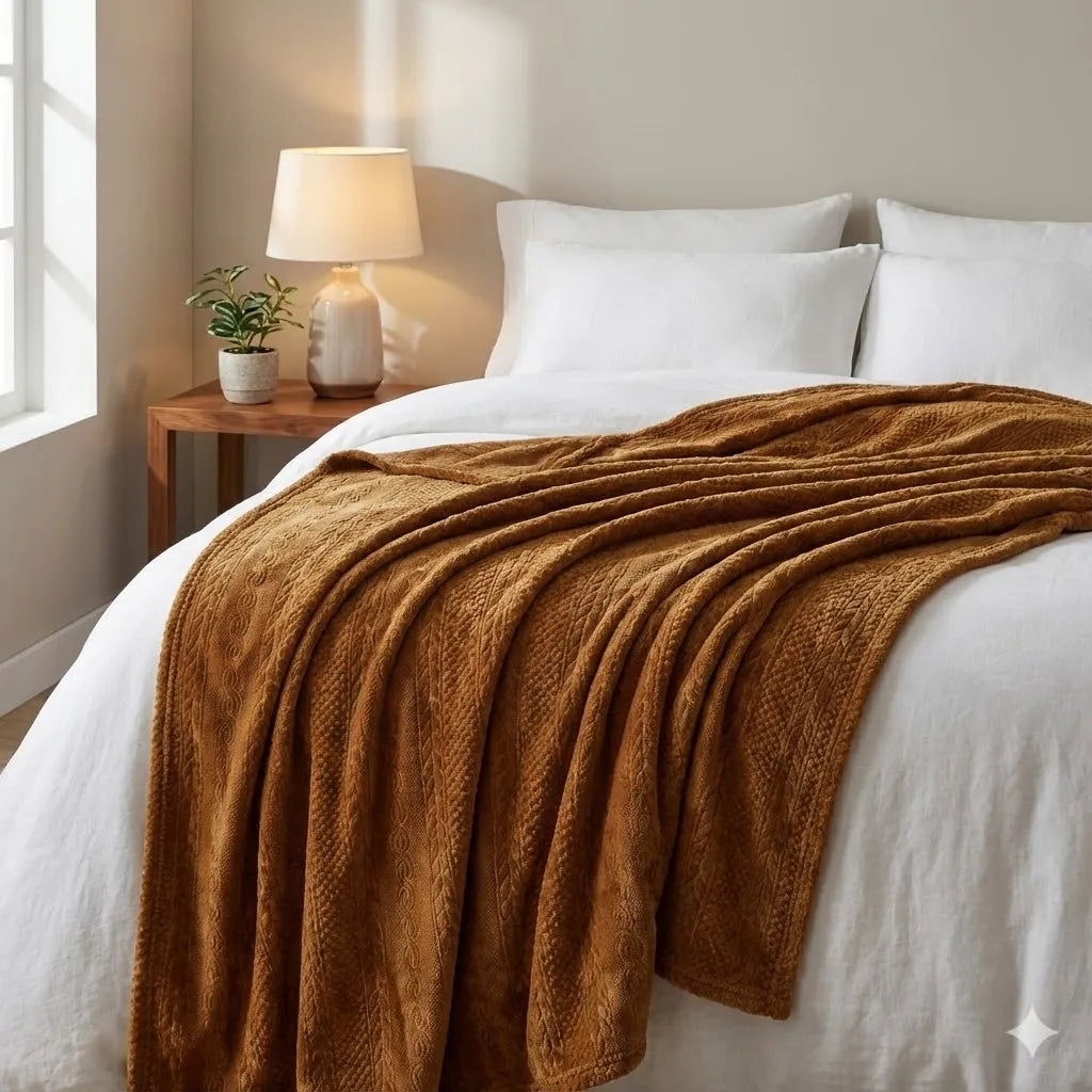 Premium Copper Dyed Embossed AC Fleece Blanket