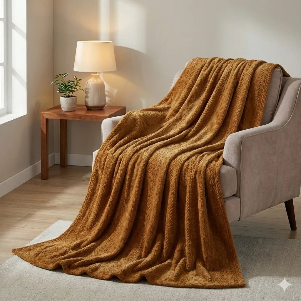 Premium Copper Dyed Embossed AC Fleece Blanket