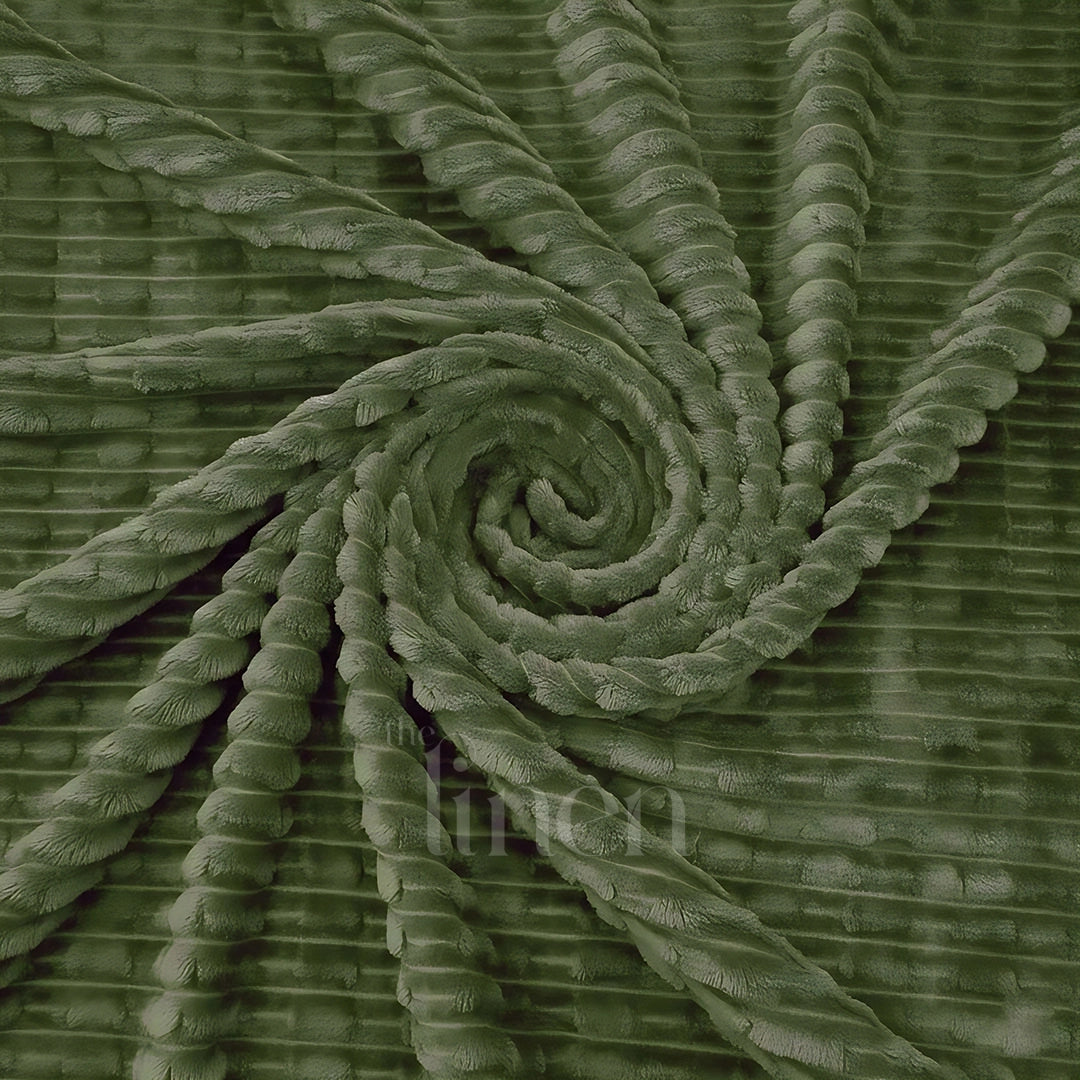 Olive Green Textured Plush Blanket